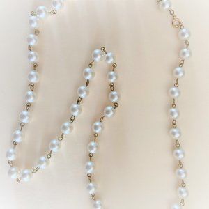 Necklace, Costume Jewelry, Faux Pearl and Goldtone